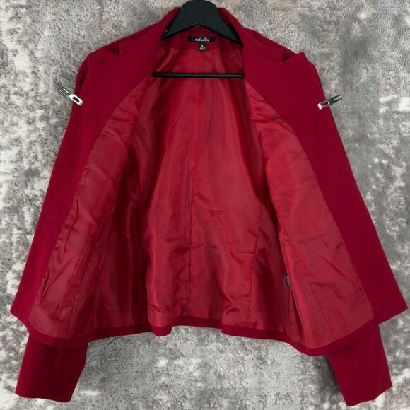 Rafaella Womens Size 6 Metal Button Blazer Jacket Red Long Sleeve Collar Lined - Picture 4 of 10